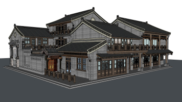 中式古建客棧，門頭街區小鎮