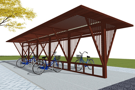 现代自行车棚，凉亭