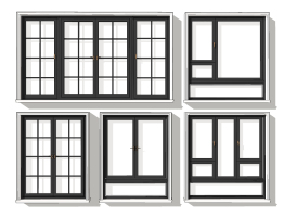 现代铝合金窗户，建筑窗