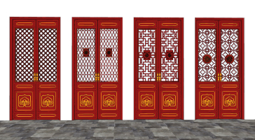 中式古典雙開門,木花格，格柵