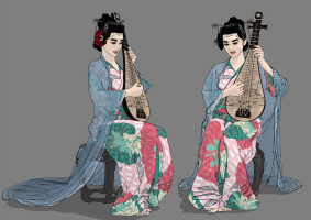 中式琵琶古裝美女人物