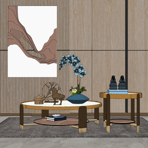 新中式茶几,圆形边几