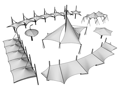 现代遮阳车棚,户外遮雨棚,，张拉莫