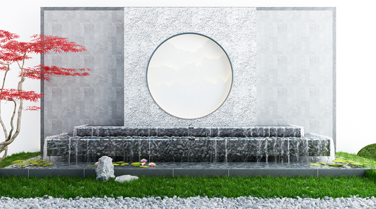 新中式庭院景观水景