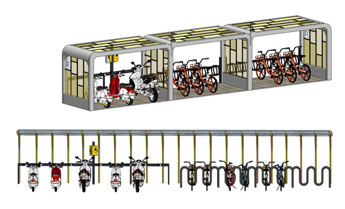 现代自行车棚,停车棚