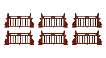 中式實木護欄欄桿組合