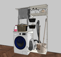 现代阳台洗衣机日用品摆件组合