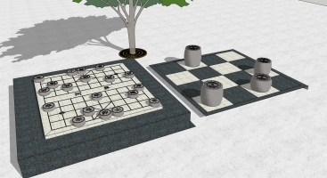 户外象棋小品特色树池坐凳，石凳