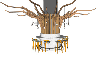 13，樹干樹枝造型柱子，吧椅，吧凳