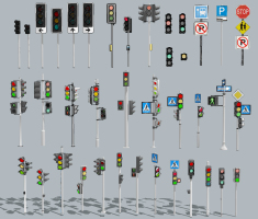 現代交通信號燈指示牌，道路指示牌紅綠燈