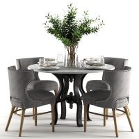 现代简欧式圆形餐桌椅，美式餐桌椅