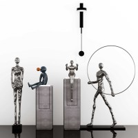 现代抽象金属人物雕塑 摆件 