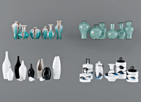 新中式陶瓷 花瓶 罐子组合 (1)