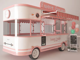 现代粉色快餐车