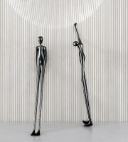 現代金屬抽象人物雕塑擺件