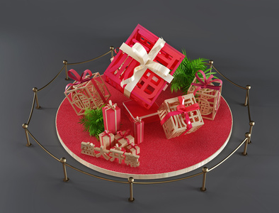 现代美陈礼盒礼品包装盒美陈 