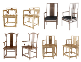 中式古典實木官帽椅單椅 組合