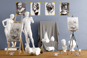 現代畫架,大衛歐式人物石膏雕像,畫架，美術教室素描