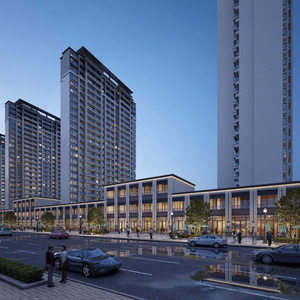 现代商住楼外观夜景