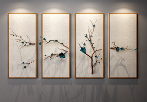中式树枝立体装饰画组合