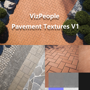 国外无缝人行道路面贴图材质 VizPeople – Pavement Textures V1