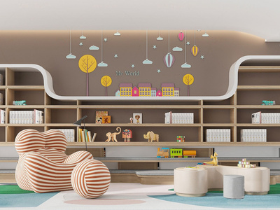 现代儿童沙发书架书柜