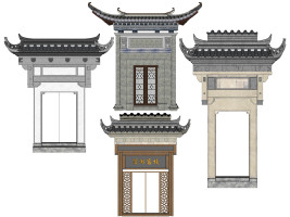13中式大门建筑 门头 入户门