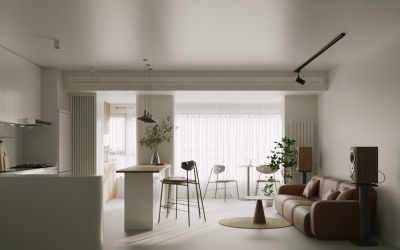 现代客厅，沙发吧椅，吧凳厨房岛台3d模型下载