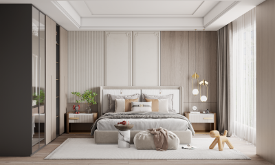 现代轻奢卧室双人床3d模型下载