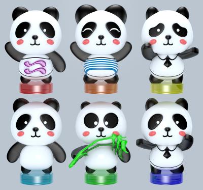 百变熊猫玩具组合3d模型下载