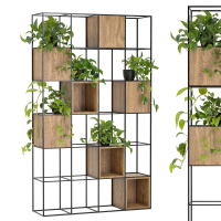 現代綠植盆栽裝飾，鐵藝花架隔斷，工業風鐵藝書架
