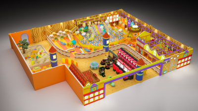 欧式儿童游乐城，游乐场，海洋球，城堡，电玩城，热气球灯3d模型下载