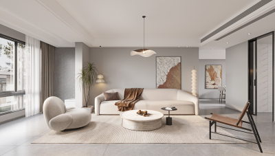 现代客厅沙发单人沙发，窗帘地毯3d模型下载