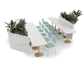 200现代员工餐厅餐桌椅，快餐餐桌椅花池