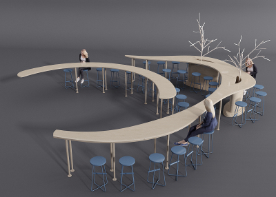 异形吧台吧椅，办公桌椅，人物树枝造型发光树，枯树3d模型下载