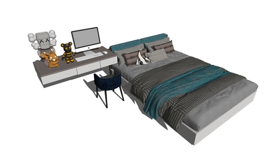 18现代儿童床，苹果台式机电脑，公仔玩具