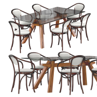 -Zeus LG 简欧式餐桌椅，玻璃桌