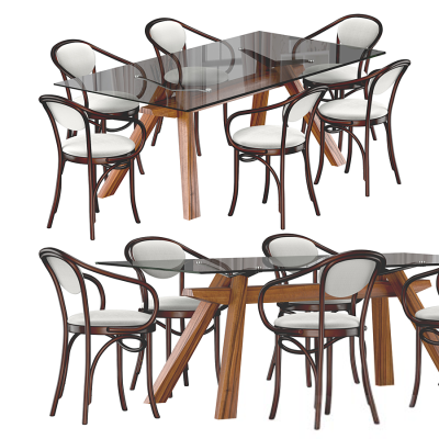 -Zeus LG 简欧式餐桌椅，玻璃桌3d模型下载