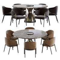 現代大理石圓形圓形餐桌椅