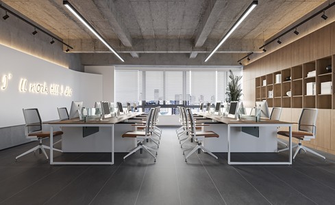 现代办公区，员工工位卡位
