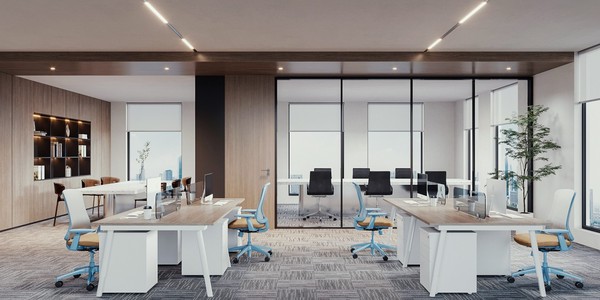 现代办公区，开放开敞办公室，