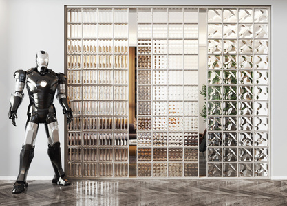 现代玻璃砖隔断