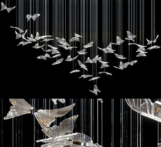 现代玻璃蝴蝶水晶吊灯