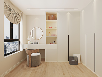 现代奶油风衣帽间