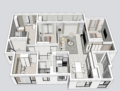 现代家装鸟瞰SU模型