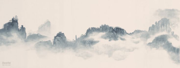 1新中式山水，山脉北京壁纸壁布背景画， (6)