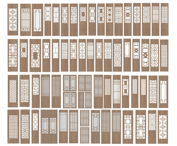 中式古典花格门窗花格，门扇