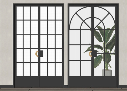 法式厨卫门 推拉门 玻璃门su模型