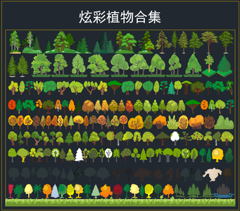 CAD炫彩植物合集cad图库