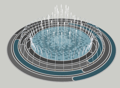 喷泉水景su模型